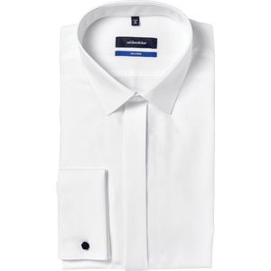 Seidensticker - Shaped Fit - Overhemd - Wit - Dubbele Manchet met Kent Kraag - Strijkvrij