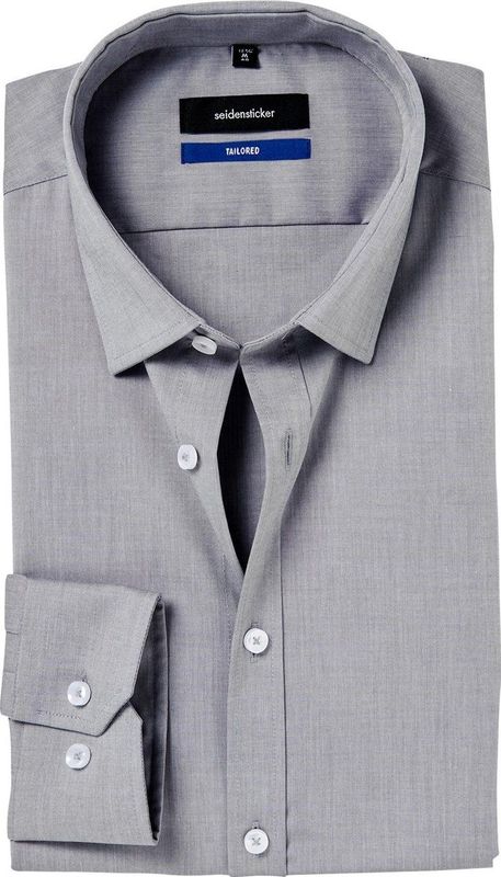 Seidensticker - Shaped Fit Overhemd - Grijs - 100% Strijkvrij Katoen