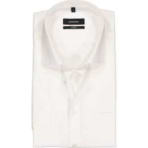 Seidensticker - Herenoverhemd - Casual - Strijkvrij - Korte Mouwen - Wit - 100% Katoen