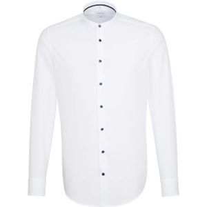 Overhemden - Wit - Slim Fit - Lange Mouwen - Opstaande Kraag