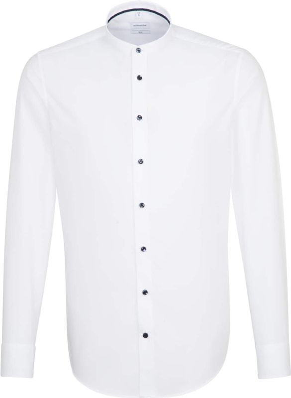 Overhemden - Wit - Slim Fit - Lange Mouwen - Opstaande Kraag