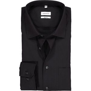 Seidensticker - Overhemd - Zwart - Katoen - Regular Fit