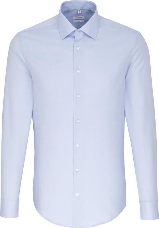 Seidensticker - Blauw Effen - Overhemd - 100% Katoen - Kent Kraag