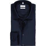 Seidensticker - Blauw Effen - Overhemd - 100% Katoen - Kent Kraag