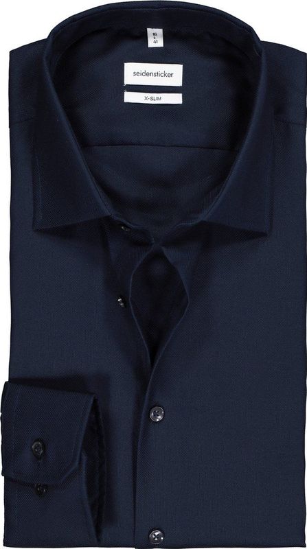 Seidensticker - Blauw Effen - Overhemd - 100% Katoen - Kent Kraag