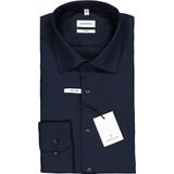 Seidensticker - Blauw Effen - Overhemd - 100% Katoen - Kent Kraag