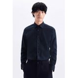 Seidensticker - Blauw Effen - Overhemd - 100% Katoen - Kent Kraag