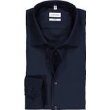 Seidensticker - Blauw Effen - Overhemd - 100% Katoen - Kent Kraag