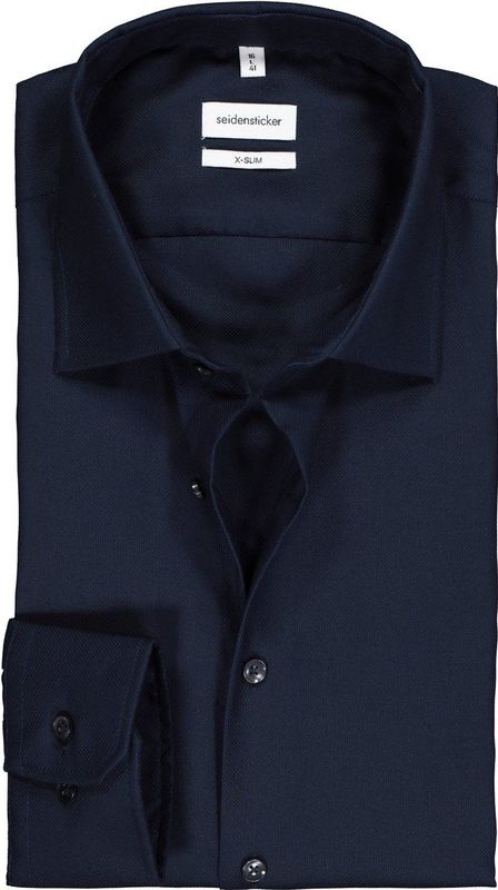 Seidensticker - Blauw Effen - Overhemd - 100% Katoen - Kent Kraag