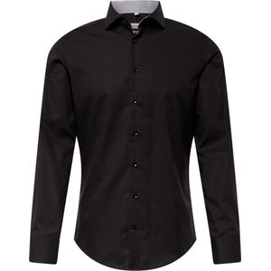 Seidensticker - Herenoverhemd - Zwart - 100% Katoen
