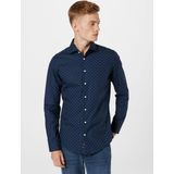 Seidensticker - Herenoverhemd - Donkerblauw - 100% Katoen - Slim Fit