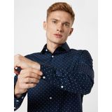 Seidensticker - Herenoverhemd - Donkerblauw - 100% Katoen - Slim Fit