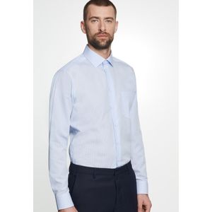 Seidensticker - Blauw Geruit Overhemd - 100% Katoen - Kent Kraag - Lange Mouwen