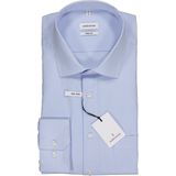 Seidensticker - Blauw Geruit Overhemd - 100% Katoen - Kent Kraag - Lange Mouwen