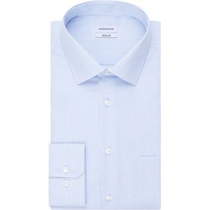 Seidensticker - Blauw Geruit Overhemd - 100% Katoen - Kent Kraag - Lange Mouwen