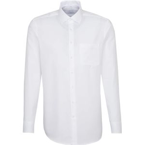 Seidensticker - Wit Effen Overhemd - 100% Katoen - Kent Kraag - Lange Mouwen