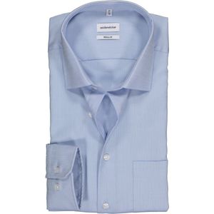 Seidensticker - Regular Fit Overhemd - Lichtblauw Structuur - 100% Katoen