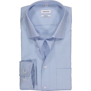 Seidensticker - Regular Fit Overhemd - Lichtblauw Structuur - 100% Katoen