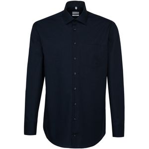 Seidensticker - Regular Fit Overhemd - Donkerblauw - Strijkvrij - 100% Katoen