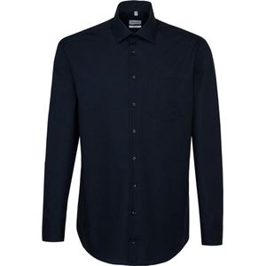 Seidensticker - Regular Fit Overhemd - Donkerblauw - Strijkvrij - 100% Katoen