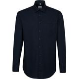 Seidensticker - Regular Fit Overhemd - Donkerblauw - Strijkvrij - 100% Katoen