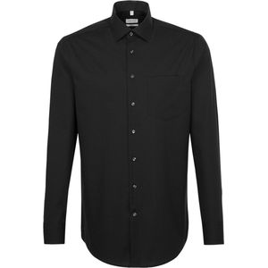 Seidensticker - Overhemd - Zwart - Katoen - Regular Fit