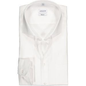 Seidensticker - Wit Effen Overhemd - 100% Katoen - Haifisch Kraag - Lange Mouwen
