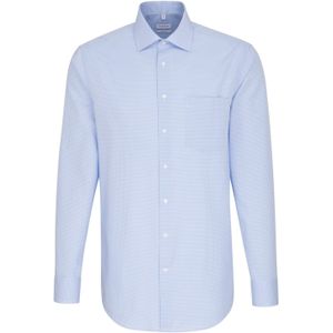 Seidensticker - Regular Fit Overhemd - Lichtblauw met Wit Geruit - Strijkvrij - 100% Katoen