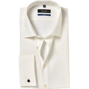 Seidensticker shaped fit overhemd, smoking overhemd dubbele manchet, popeline, beige
