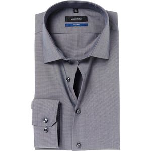 Seidensticker - Grijs Effen - Overhemd - 100% Katoen - Kent Kraag