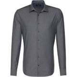 Seidensticker - Shaped Fit Overhemd - Antraciet Fil a Fil - Strijkvrij - 100% Katoen