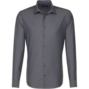 Seidensticker - Grijs Effen - Overhemd - 100% Katoen - Kent Kraag - Lange Mouwen