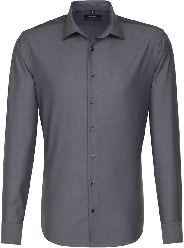 Seidensticker - Shaped Fit Overhemd - Antraciet Fil a Fil - Strijkvrij - 100% Katoen