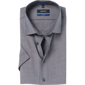 Seidensticker - Shaped Fit - Overhemd - Antraciet - Korte Mouw