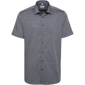 Seidensticker Business-overhemd voor heren, shaped fit, strijkvrij, kentkraag, korte mouwen, 100% katoen, grijs (34), 44