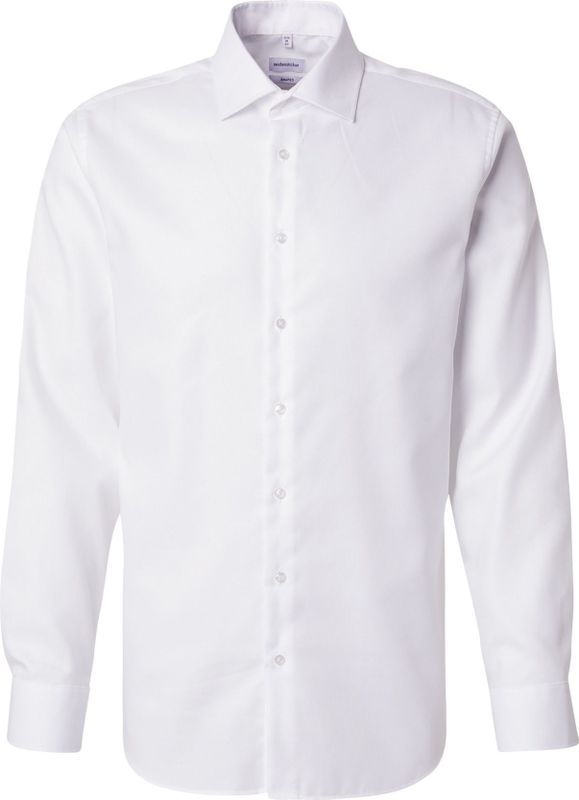 Seidensticker - Wit Effen Overhemd - 100% Katoen - Kent Kraag - Lange Mouwen