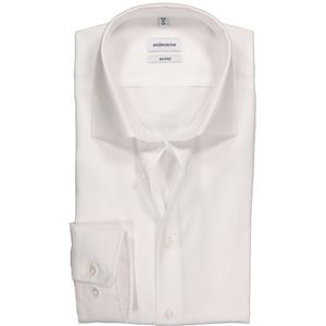 Seidensticker - Wit Effen Overhemd - 100% Katoen - Kent Kraag - Lange Mouwen