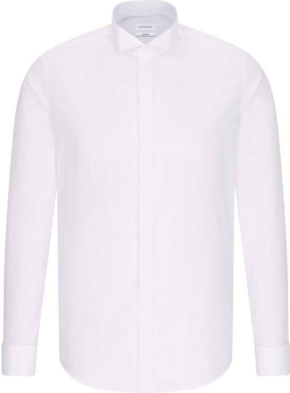Seidensticker Business overhemd voor heren, slim fit, strijkvrij, kent kraag, lange mouwen, 100% katoen, wit (01)