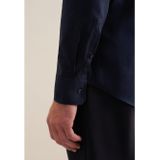 Seidensticker - Blauw Effen - Overhemd - 100% Katoen - Kent Kraag