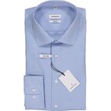 Seidensticker - Blauw Geruit Overhemd - 100% Katoen - Kent Kraag