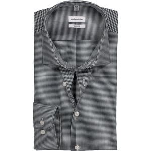 Seidensticker - Shaped Fit - Overhemd - Donkerblauw - 100% Katoen, Kent Kraag, Lange Mouwen