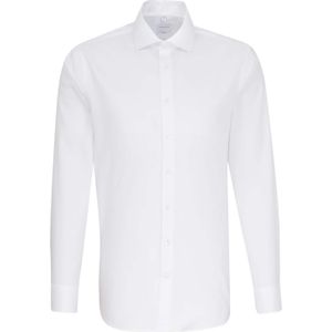 Seidensticker - Wit Effen Overhemd - 100% Katoen - Haifisch Kraag - Lange Mouwen