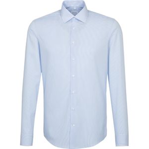 Seidensticker - Shaped Fit - Overhemd - Lichtblauw met Wit Gestreept - Strijkvrij - Boordmaat 40