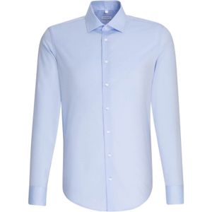 Zijden Sticker - Herenoverhemd - Blauw - 100% Katoen - Slim Fit