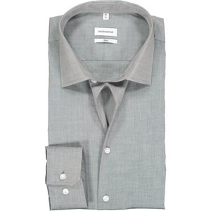 Seidensticker - Slim Fit Overhemd - Grijs - Strijkvrij - 100% Katoen