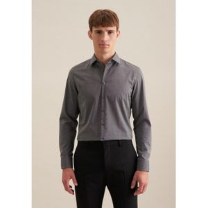Seidensticker - Grijs Effen - Overhemd - 100% Katoen - Kent Kraag