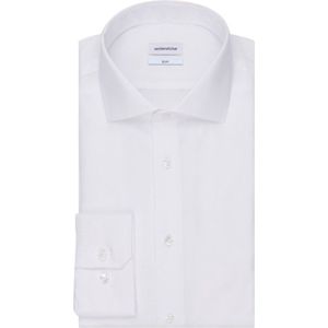 Seidensticker - Wit Effen Overhemd - 100% Katoen - Haifisch Kraag - Lange Mouwen