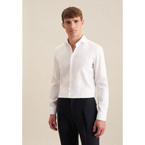 Overhemd - Wit - Katoen - Haifisch Kraag - Lange Mouwen - Strijkvrij