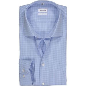 Seidensticker - Blauw Gestreept Overhemd - 100% Katoen - Kent Kraag - Lange Mouwen