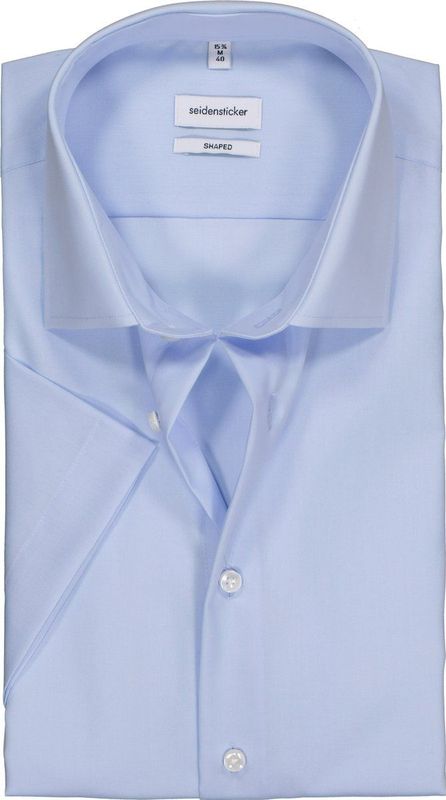 Seidensticker - Shaped Fit Overhemd - Lichtblauw - 100% Strijkvrij Katoen